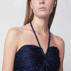 FARM Rio Navy blue Richelieu midi dress with embroidery