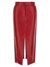 Co Red Leather Tailored Skirt