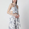 FARM Rio Coast Stars cropped top in linen blend