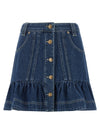 Farm Rio Denim Skirt With Flounces