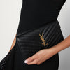 Saint Laurent Black Cassandre chain clutch bag