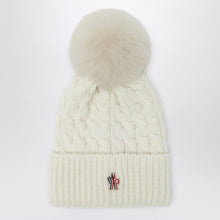  Moncler Grenoble White wool hat with pom pom