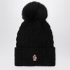 Moncler Grenoble Black wool hat with pom pom