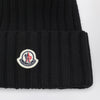 Moncler Black wool beanie with pom-pom