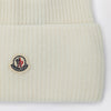 Moncler White wool beanie with logo patch
