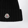 Moncler Black wool beanie with pompom