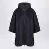Moncler Blue wool blend cape with zip and hood