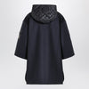 Moncler Blue wool blend cape with zip and hood