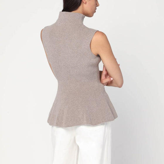 Róhe Sleeveless taupe mélange top in cashmere blend