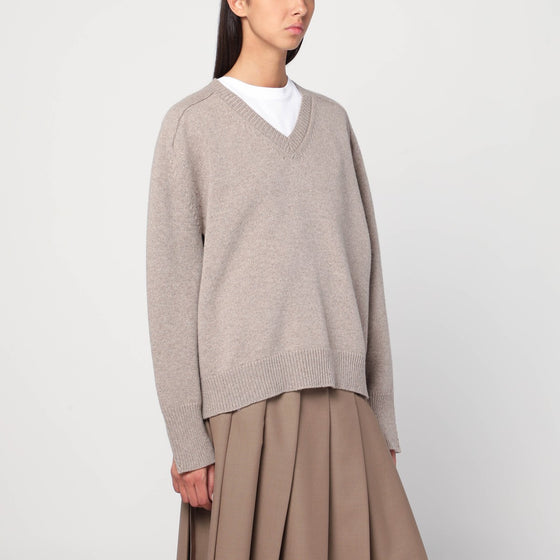 Róhe Taupe mélange sweater in cashmere blend