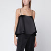 Róhe Black satin peplum top