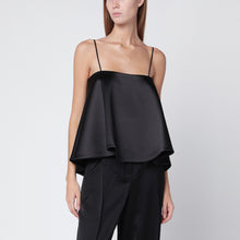 Róhe Black satin peplum top