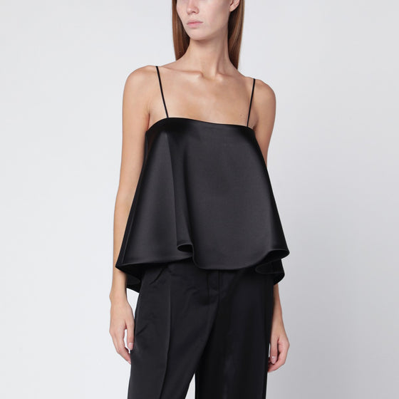 Róhe Black satin peplum top