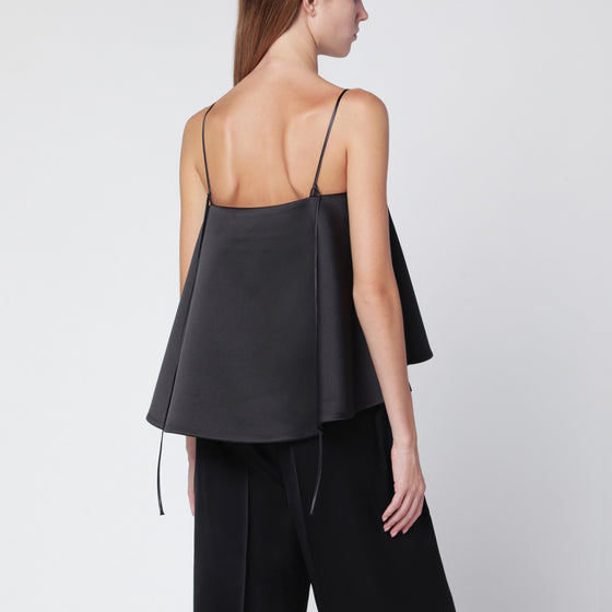 Róhe Black satin peplum top