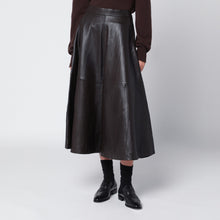 Róhe Brown leather flared skirt