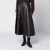 Róhe Brown leather flared skirt