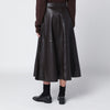 Róhe Brown leather flared skirt