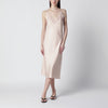 Róhe Light pink silk slip dress with lace