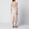 Róhe Light pink silk slip dress with lace