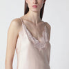 Róhe Light pink silk slip dress with lace