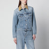 Róhe Blue denim jacket with suede collar