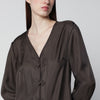 Róhe Earth-tone silk dress with pankou closure