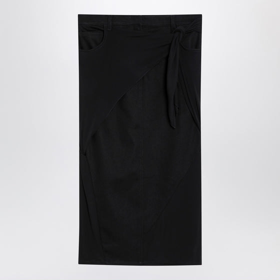 Courreges Courrèges Black midi skirt with draping