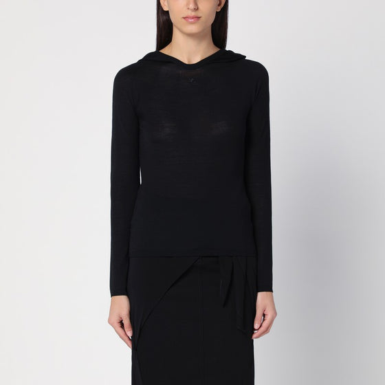 Courreges Courrèges Light wool black hooded sweater