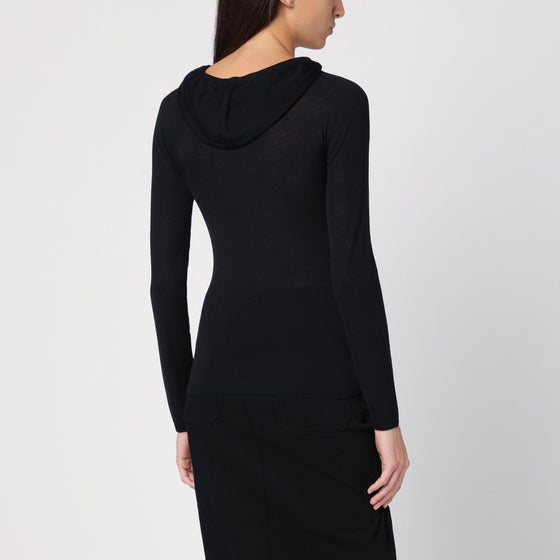 Courreges Courrèges Light wool black hooded sweater