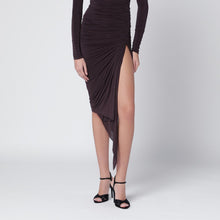  Francesco Murano Draped skirt in purple stretch jersey