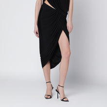  Francesco Murano Draped black stretch jersey skirt