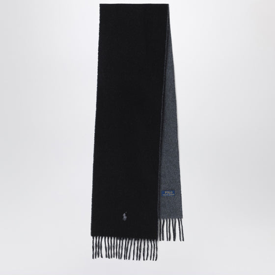 Polo Ralph Lauren Black/grey scarf with logo embroidery