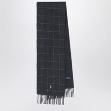  Polo Ralph Lauren Navy blue checked scarf with logo embroidery