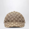 GUCCI Beige and ebony GG fabric baseball cap