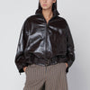 Salvatore Santoro Brown shiny leather bomber motorcycle head