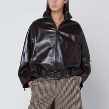  Salvatore Santoro Brown shiny leather bomber motorcycle head