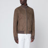 Salvatore Santoro Brown suede leather zip bomber