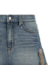 Denim X Alexander Wang Denim Skirt With Fur Hem
