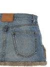 Denim X Alexander Wang Denim Skirt With Fur Hem