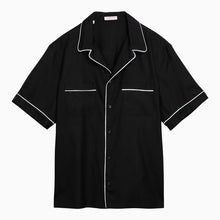  Valentino Black silk bowling shirt