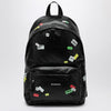 Balenciaga Black Explorer backpack in leather with printed stickers