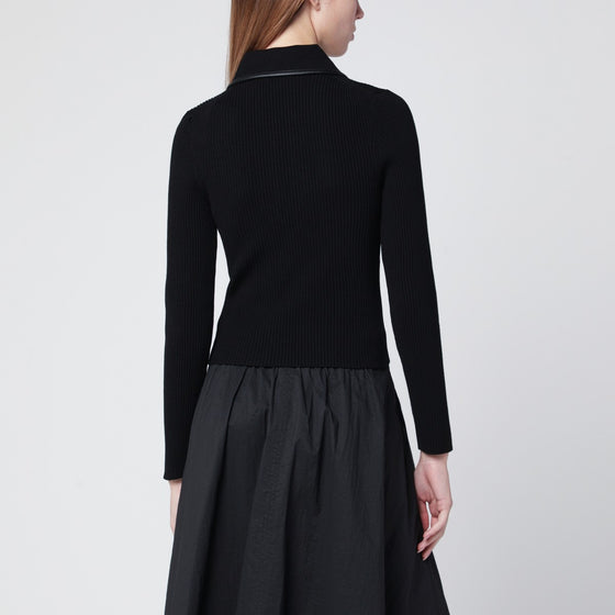 SIMKHAI Black ribbed Livana polo