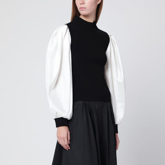 SIMKHAI Black Jackie turtleneck with white sleeves