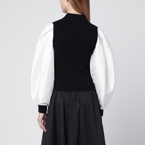 SIMKHAI Black Jackie turtleneck with white sleeves