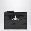 Vivienne Westwood Slim Flap crocodile-embossed leather card holder, black