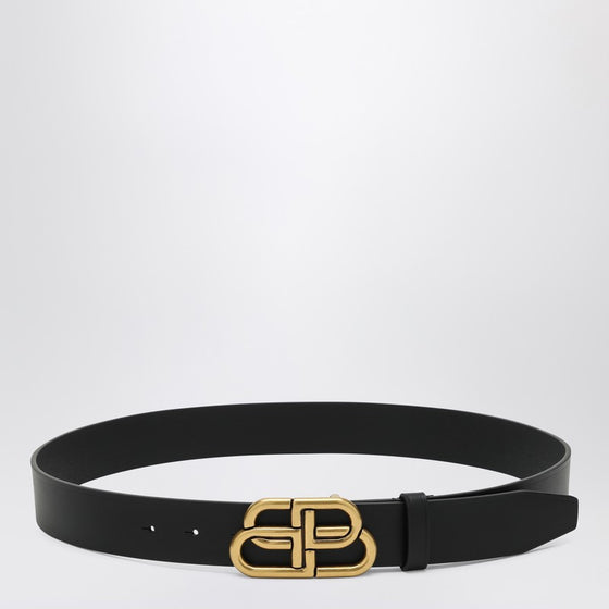 Balenciaga Black leather BB belt