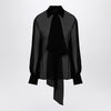 Valentino Semi-transparent black silk chiffon shirt