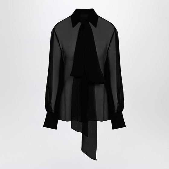 Valentino Semi-transparent black silk chiffon shirt