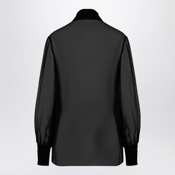 Valentino Semi-transparent black silk chiffon shirt