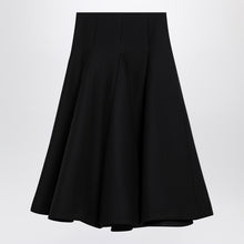  Valentino Black silk flounced midi skirt